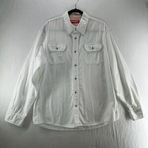 Wrangler Workwear Shirt Mens L Long Sleeve Button Up Cotton Twill Utility White